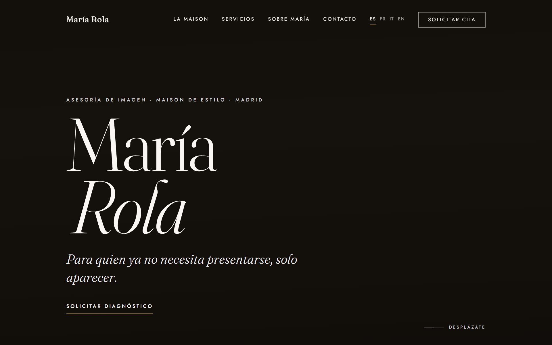 Captura de mariarola.com, la web real de la asesora de imagen María Rola